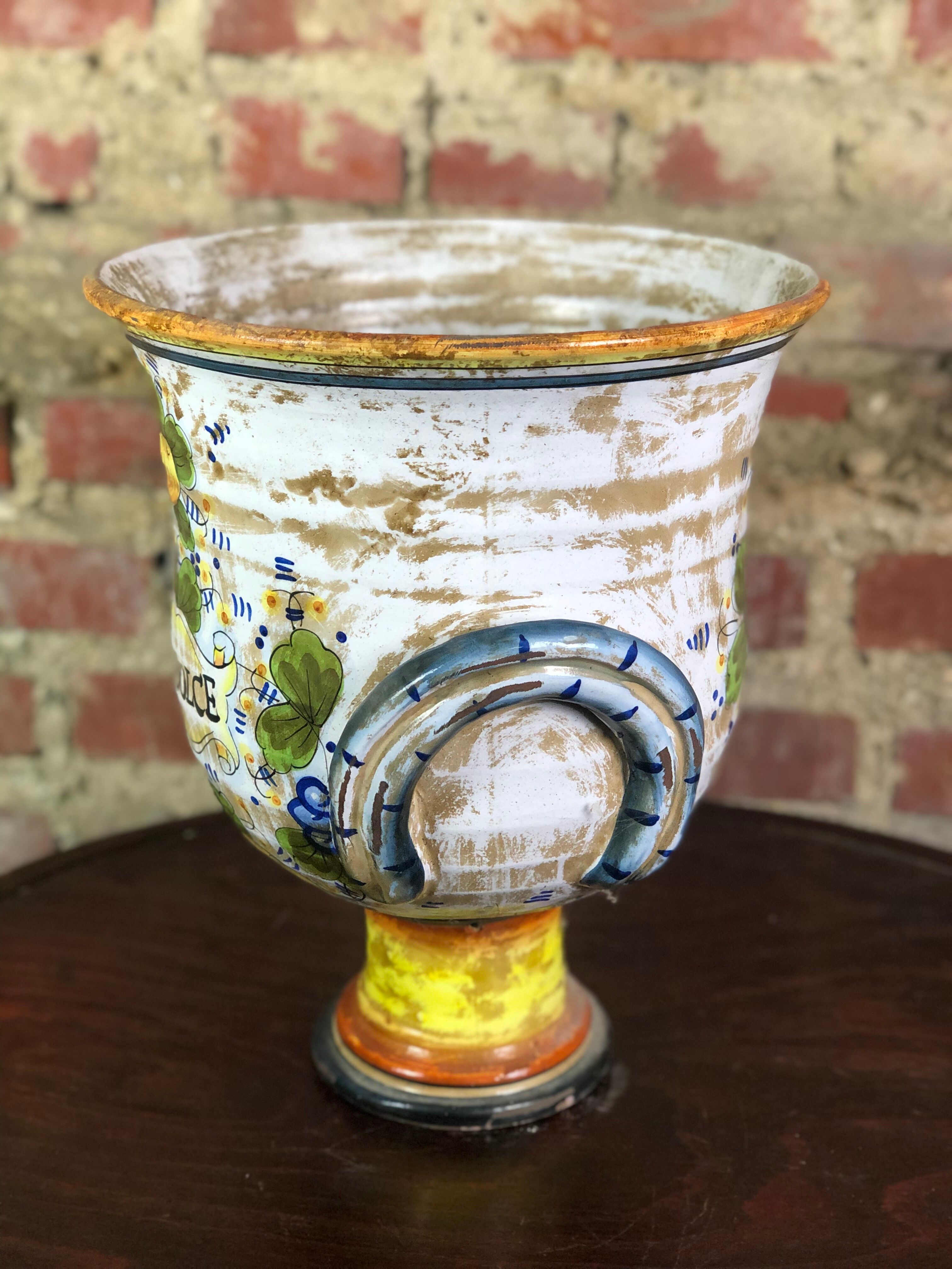 Vintage Medici style ceramic vase "Vino Dolce"
