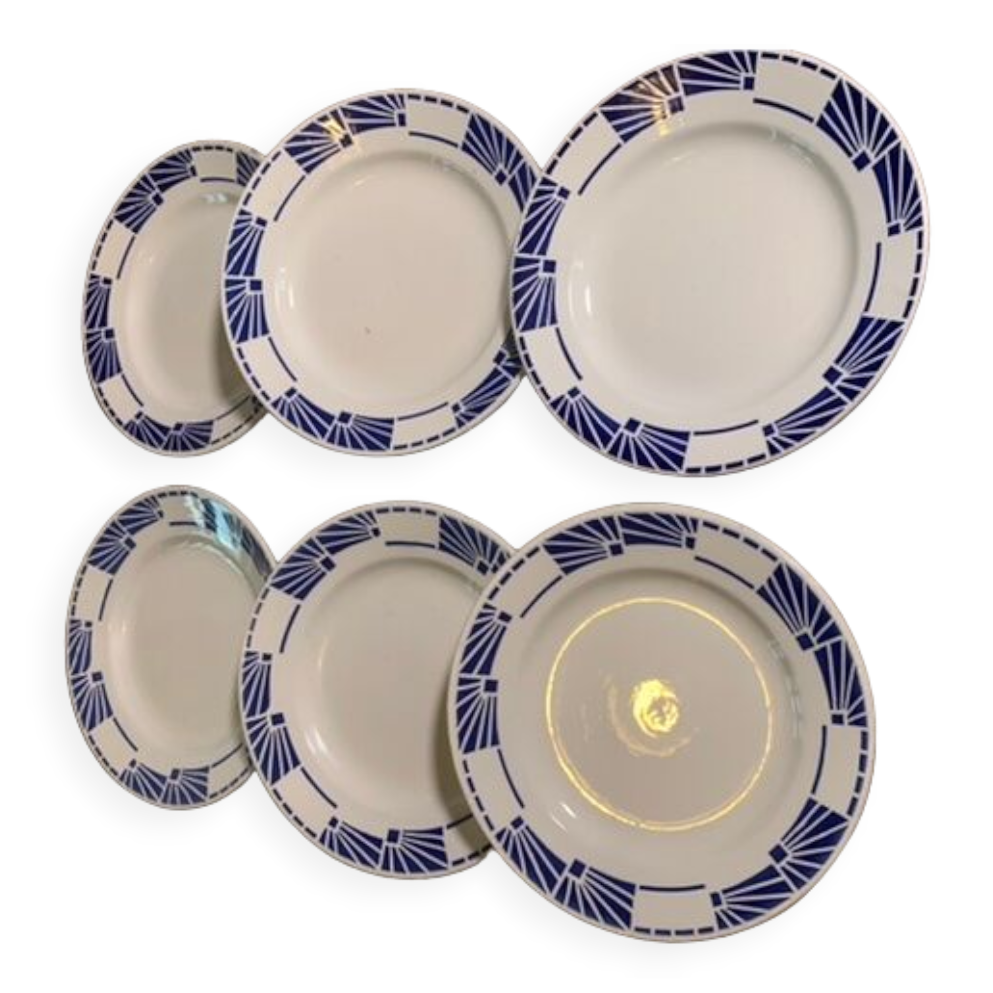 6 flat plates model Dombasles Sarreguemines France Art Deco