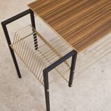 Vintage vinyl serving trolley in wood and gold metal