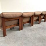 Ensemble de salon / fauteuil / canapé en cuir et chêne Rolf Benz, années 1970