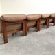 Ensemble de salon / fauteuil / canapé en cuir et chêne Rolf Benz, années 1970