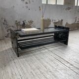 Coffee table year 80 Italian marble and glass