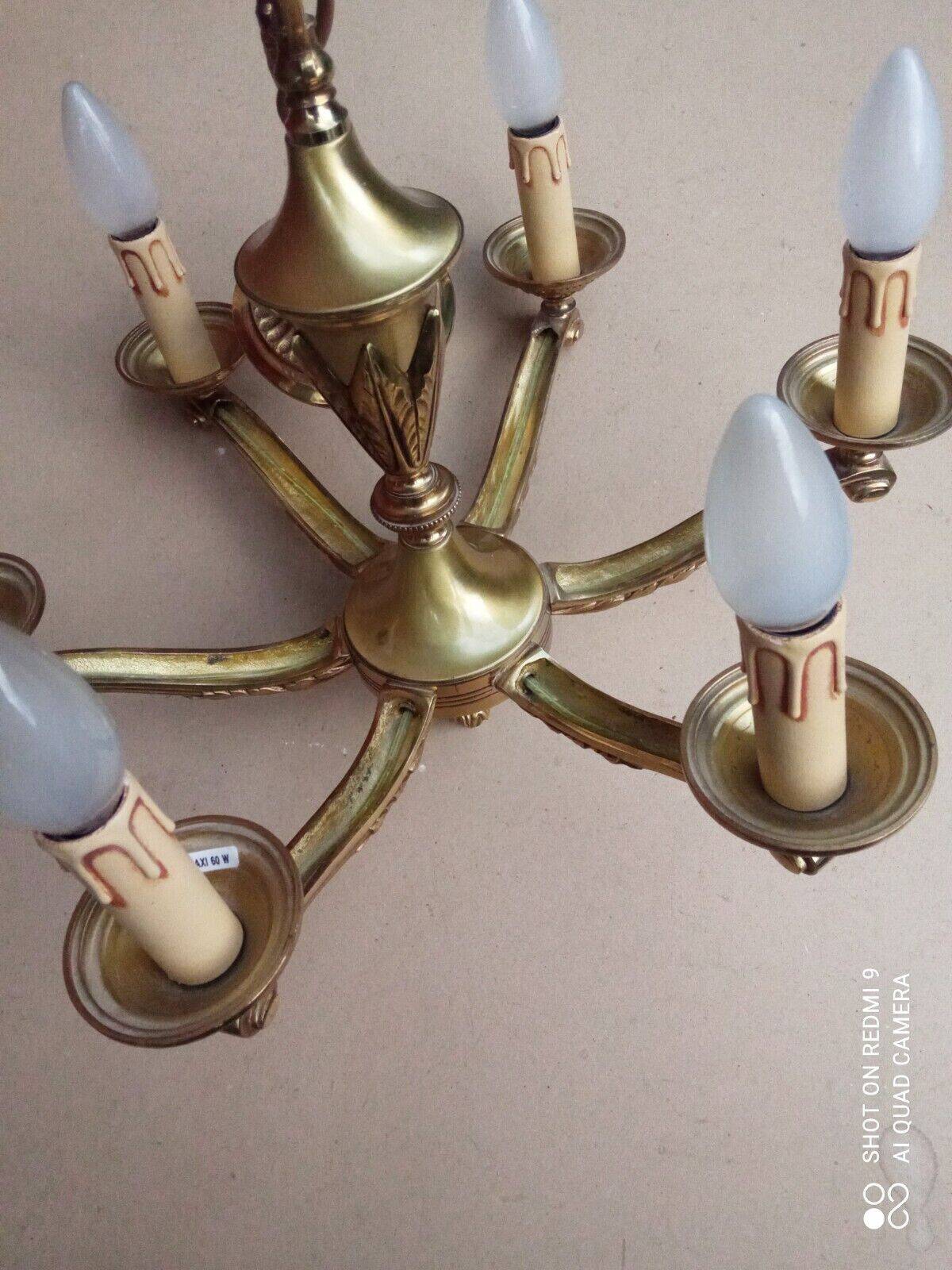 Louis XV style 6-light bronze chandelier in working order - Lucien GAU