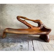 Sculptural bench in solid wood
