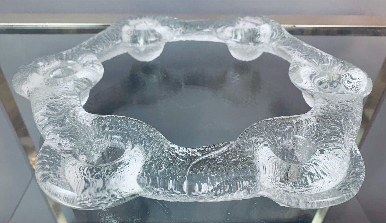 1970s Swedish Pukeberg Glass Candle Holder