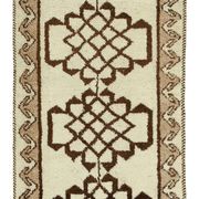 Handmade antique oriental beige runner rug 100 cm x 323 cm