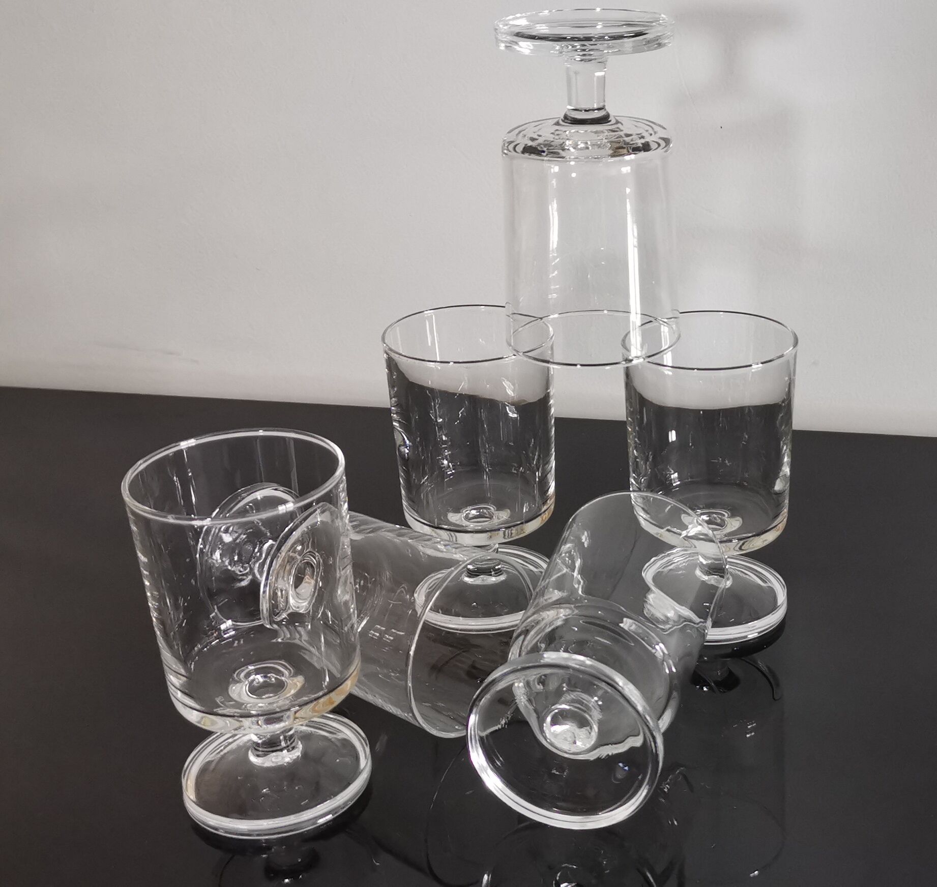 Set of 6 vintage transparent Luminarc cavalier wine glasses