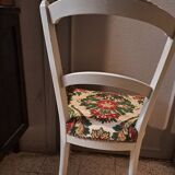 Empire style chair redone in velvet fabric, old floral pattern, 1900