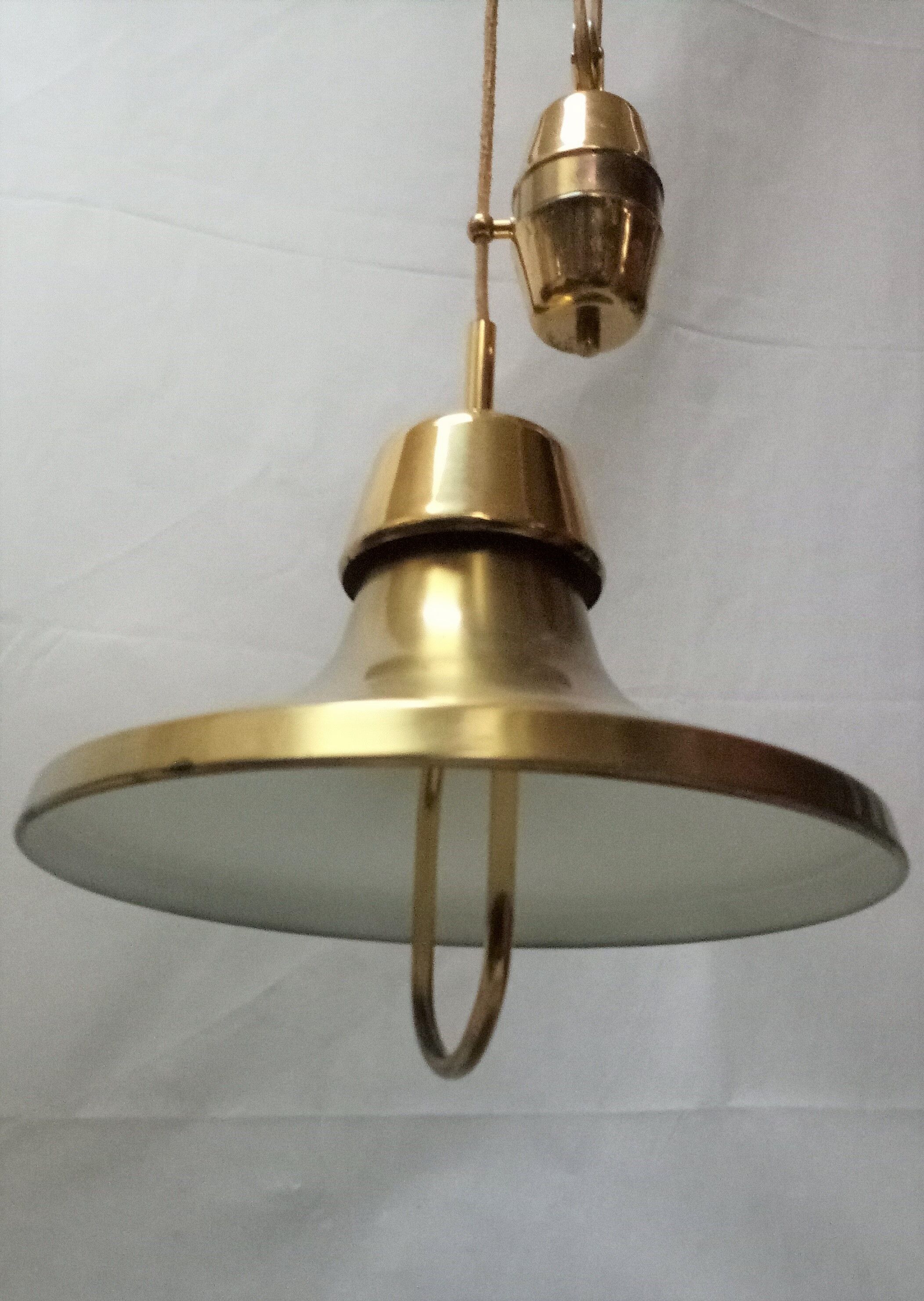 Adjustable scandinavian  brass ceiling lamp from the 70s