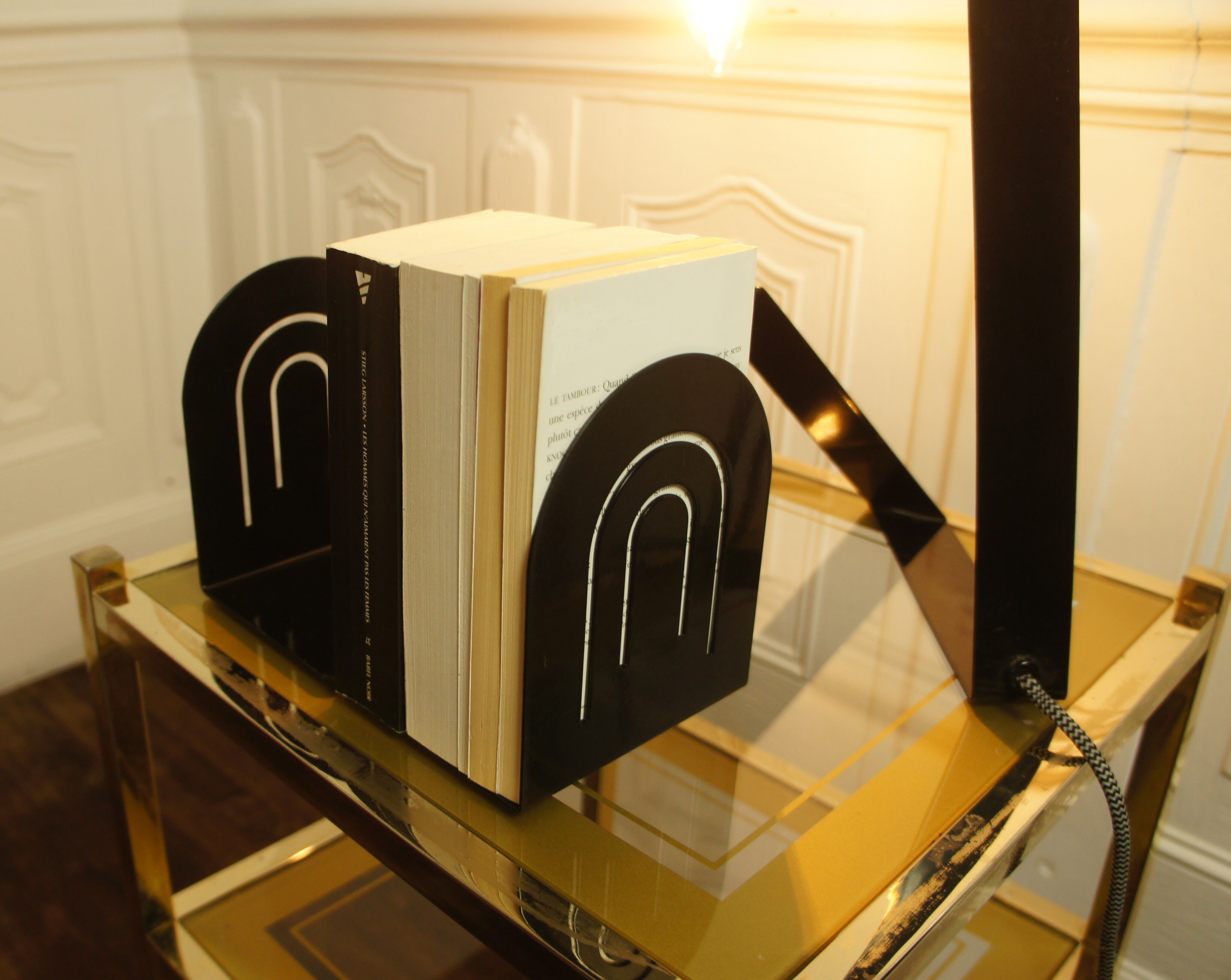 Pair of 2 bookends in metal, 80s
