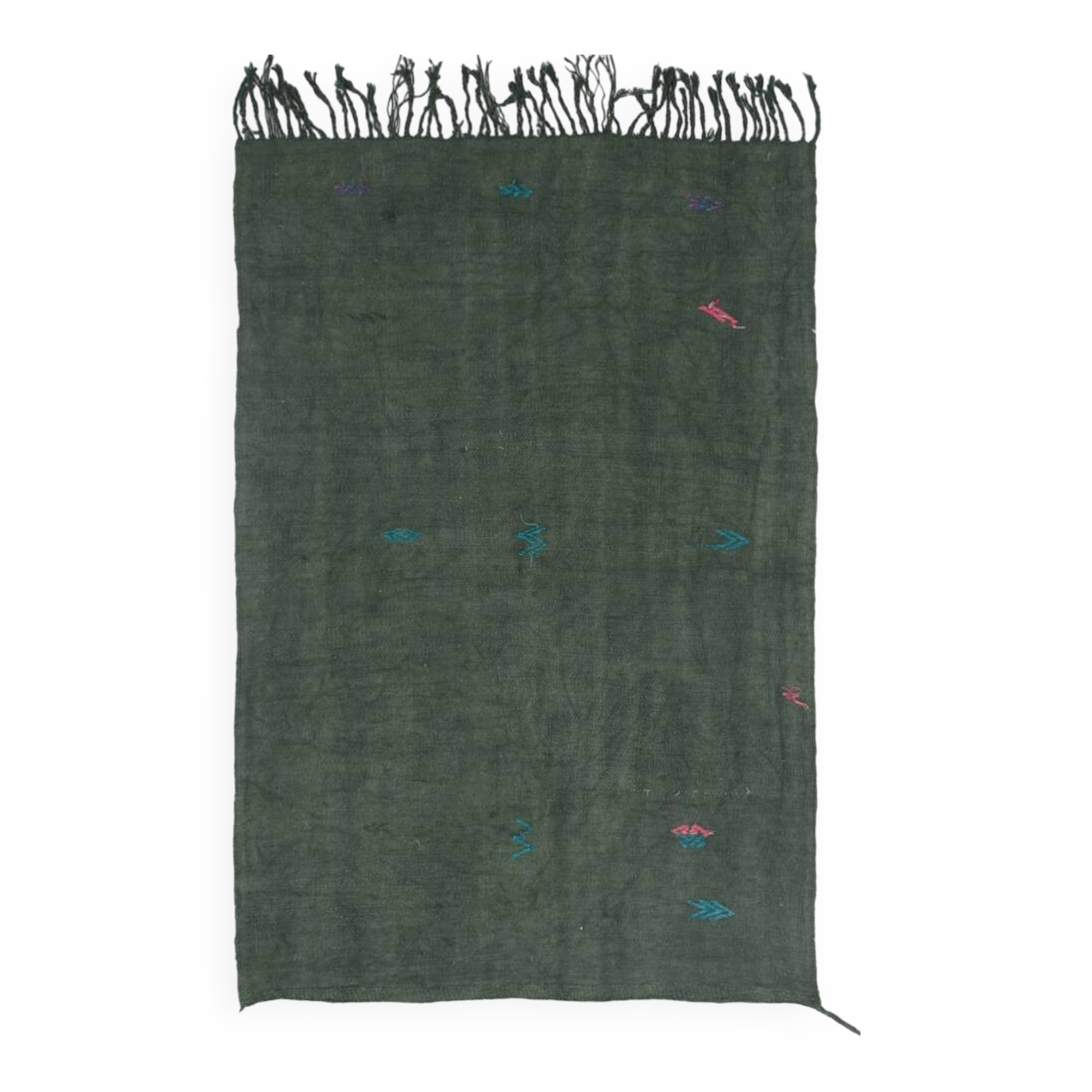 Tapis Kilim vintage vert 4x6, 132x199 cm
