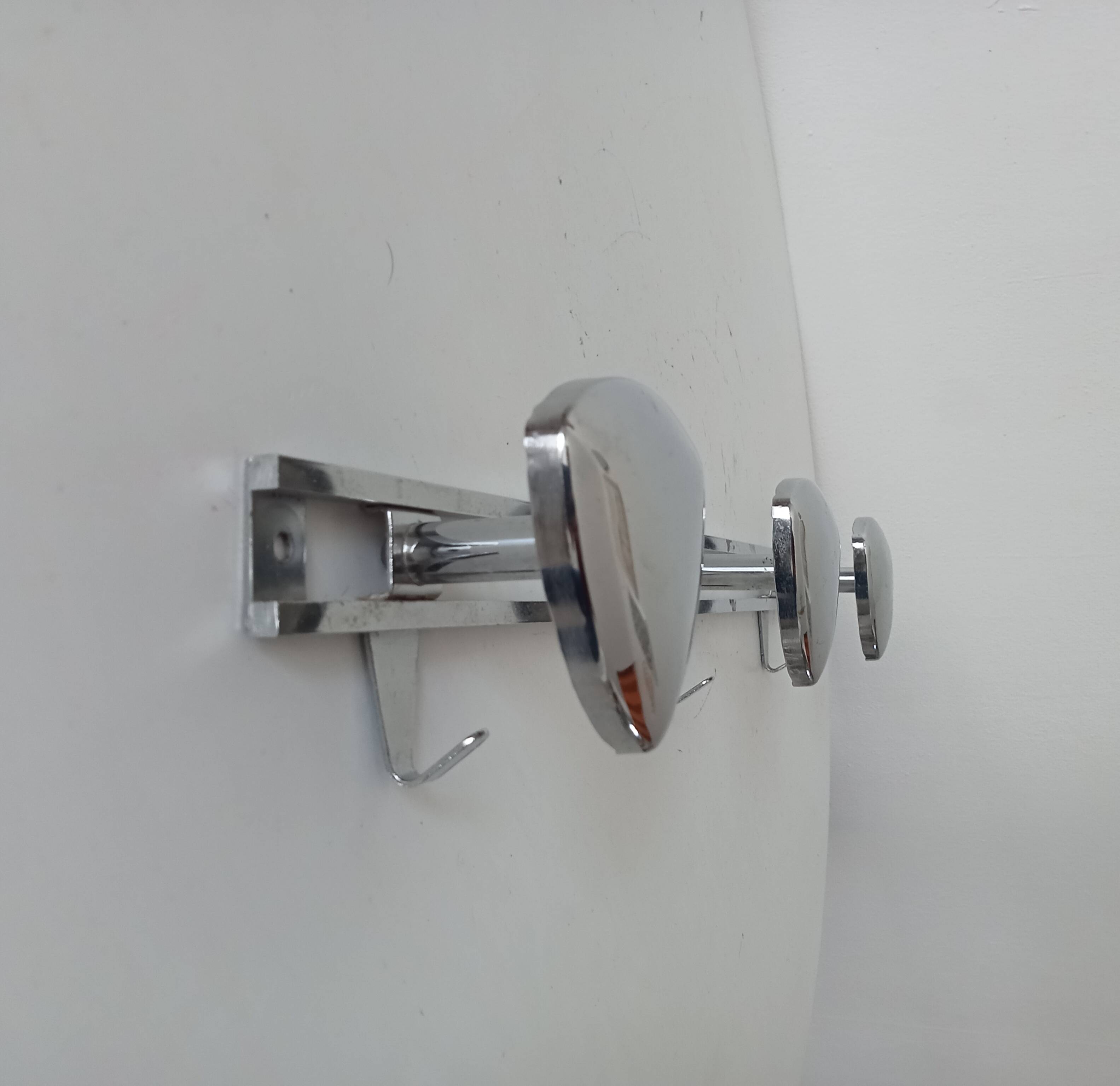 Vintage 1960s chrome wall coat rack automotive design