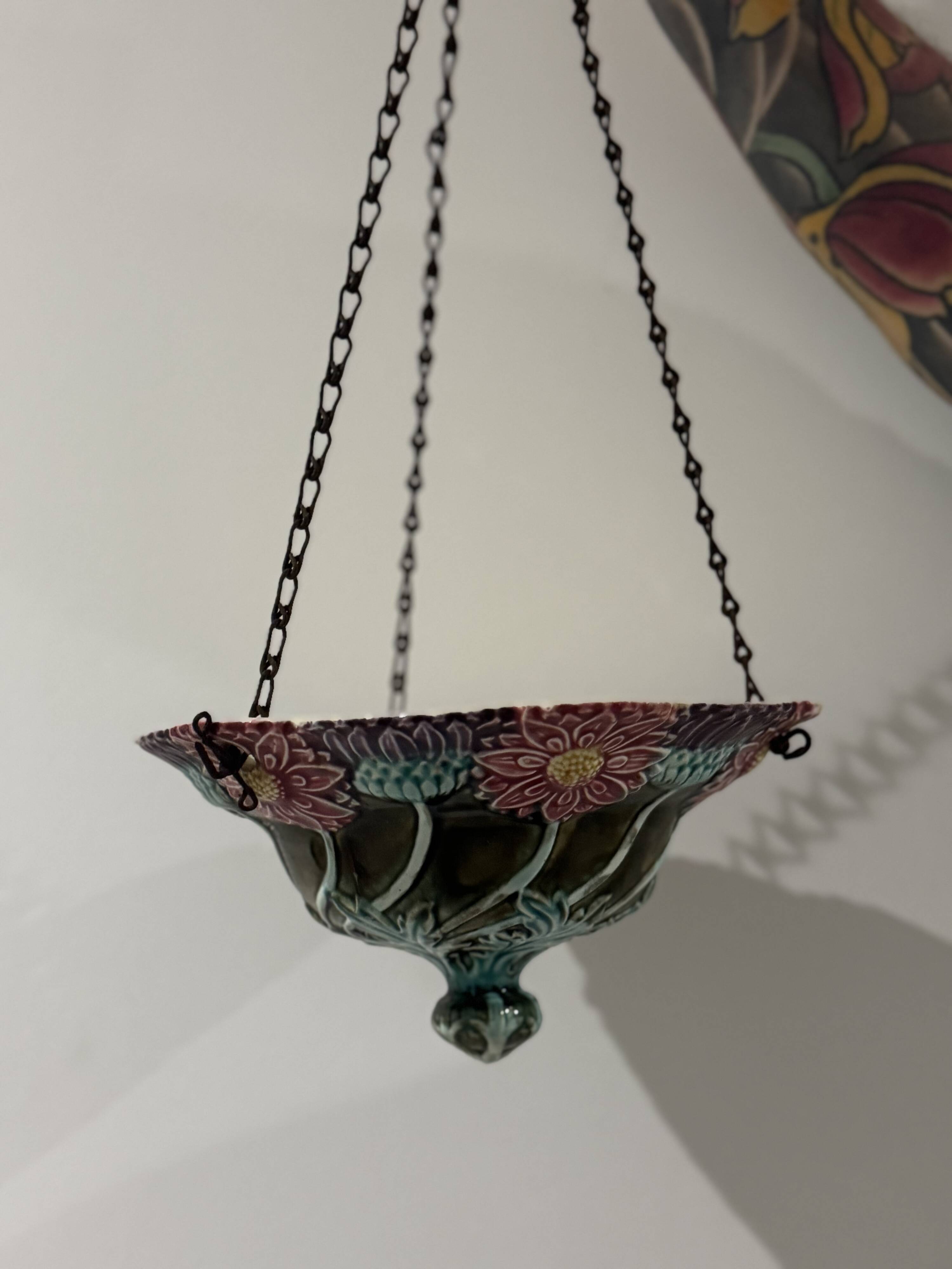 Hanging planter in earthenware
