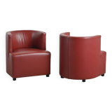 Pair of post-modern red leather armchairs by Wittmann