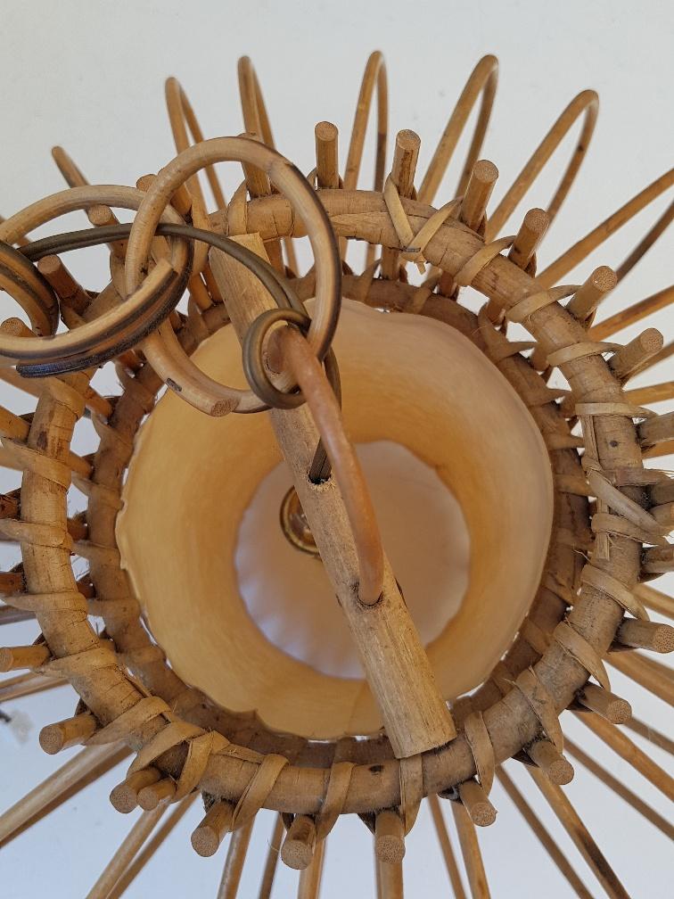 1950s rattan hanging lamp