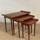 Set of three nesting low tables in a Japanese style, made of mahogany.