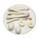 Wall plate with asparagus and hard-boiled eggs in relief, origin Italy