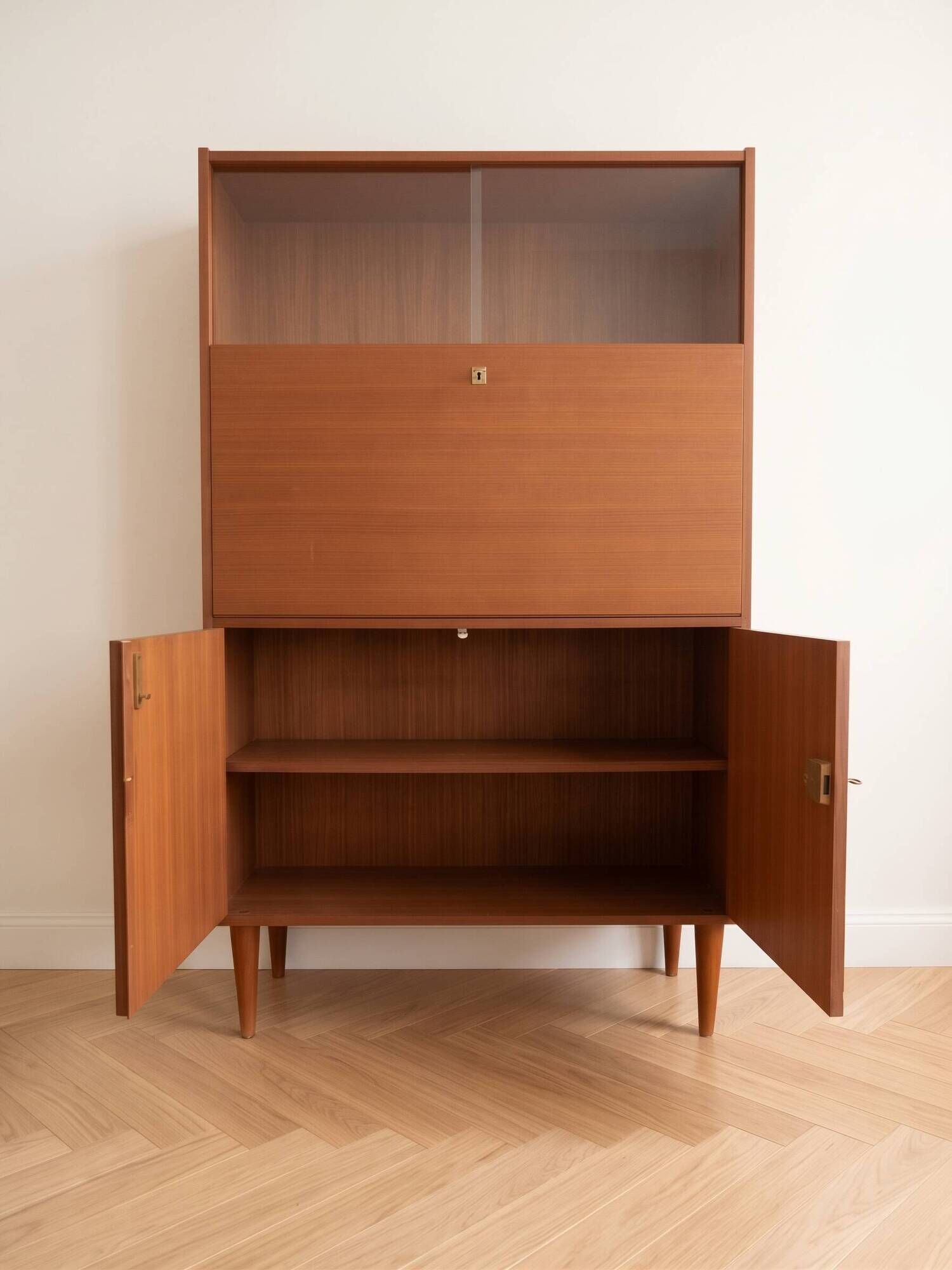Vintage 1950s wooden secretary desk