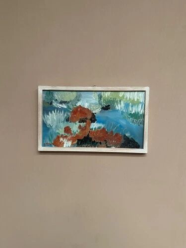Mid-Century Oil on Panel “Sheeps” by B dahl Framed 45x37 cm (17.7" x 14.5")
