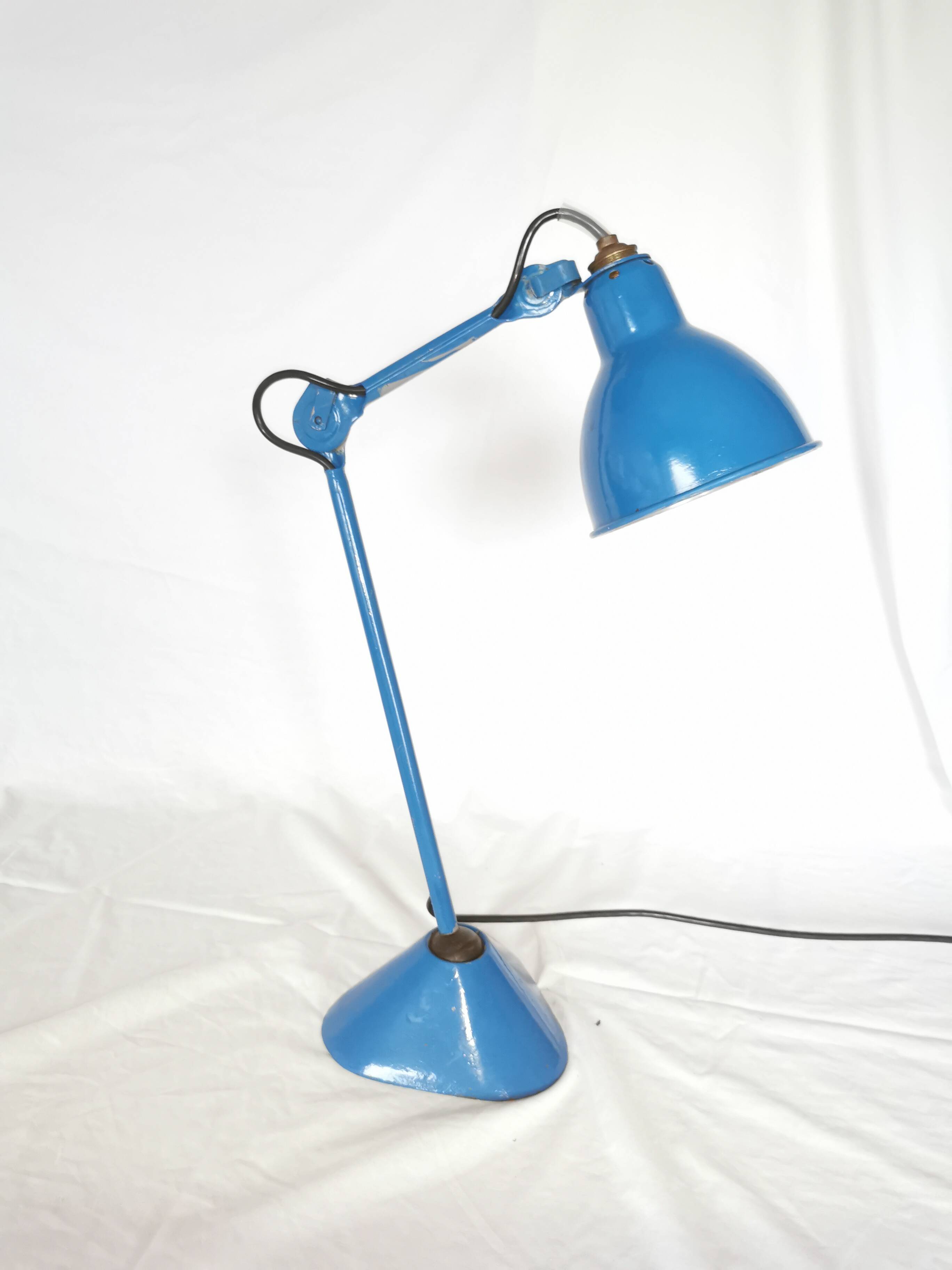 RAVEL articulated lamp, model 205 blue, Bernard Albin Gras, Clamart, France, 1932