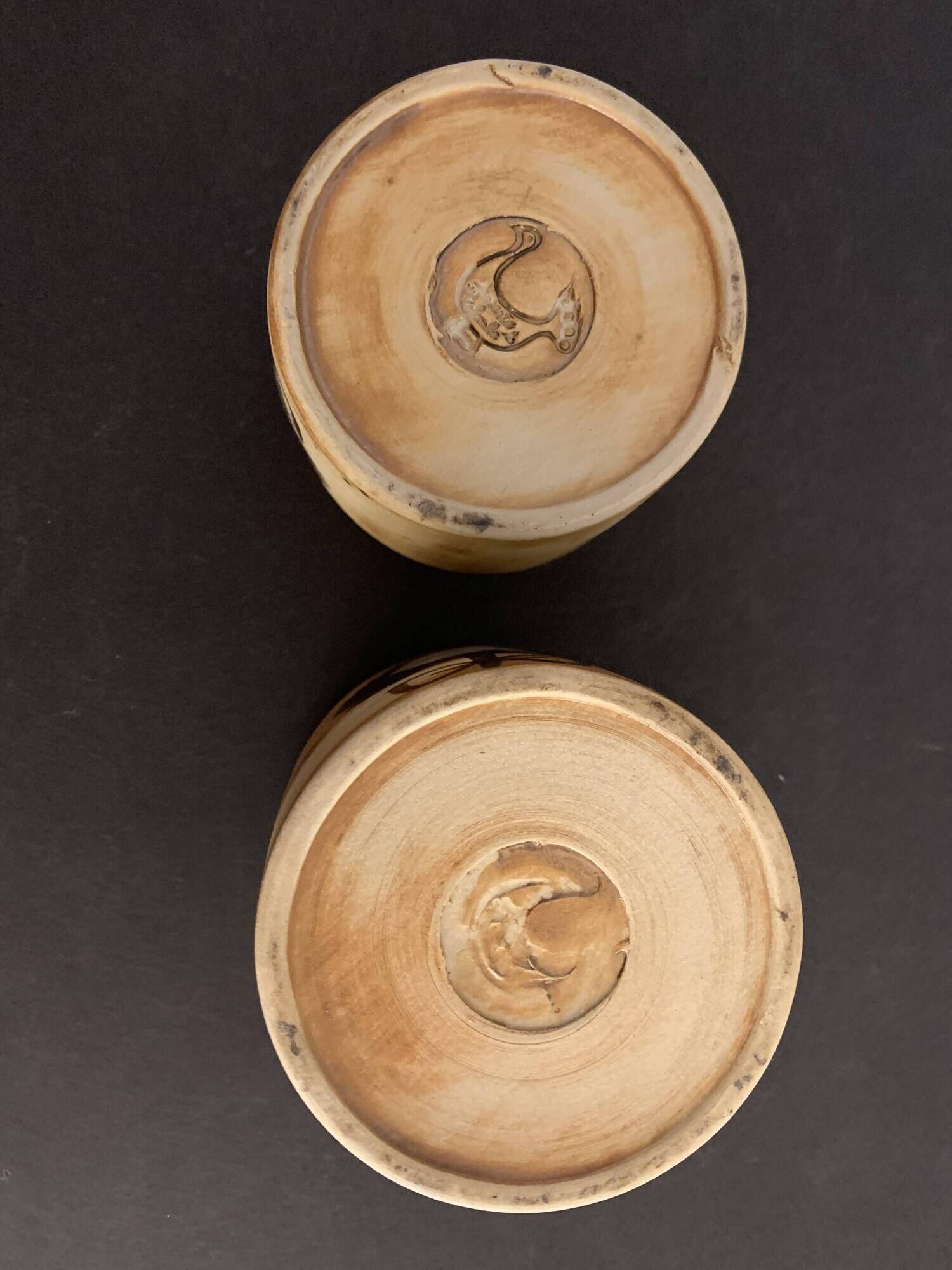 2 pots Pottery of La Colombe model sandstone flower 1970/1980