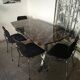 Table, chrome foot, red marble