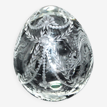 Oeuf de fabergé en cristal taillé - décor oiseau lyre phenix - faberge modern russie 9.5cm