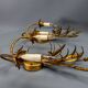 Pair of Hollywood Regency Style Gilt Metal Double-Arm Wheat Sconces, 1970s
