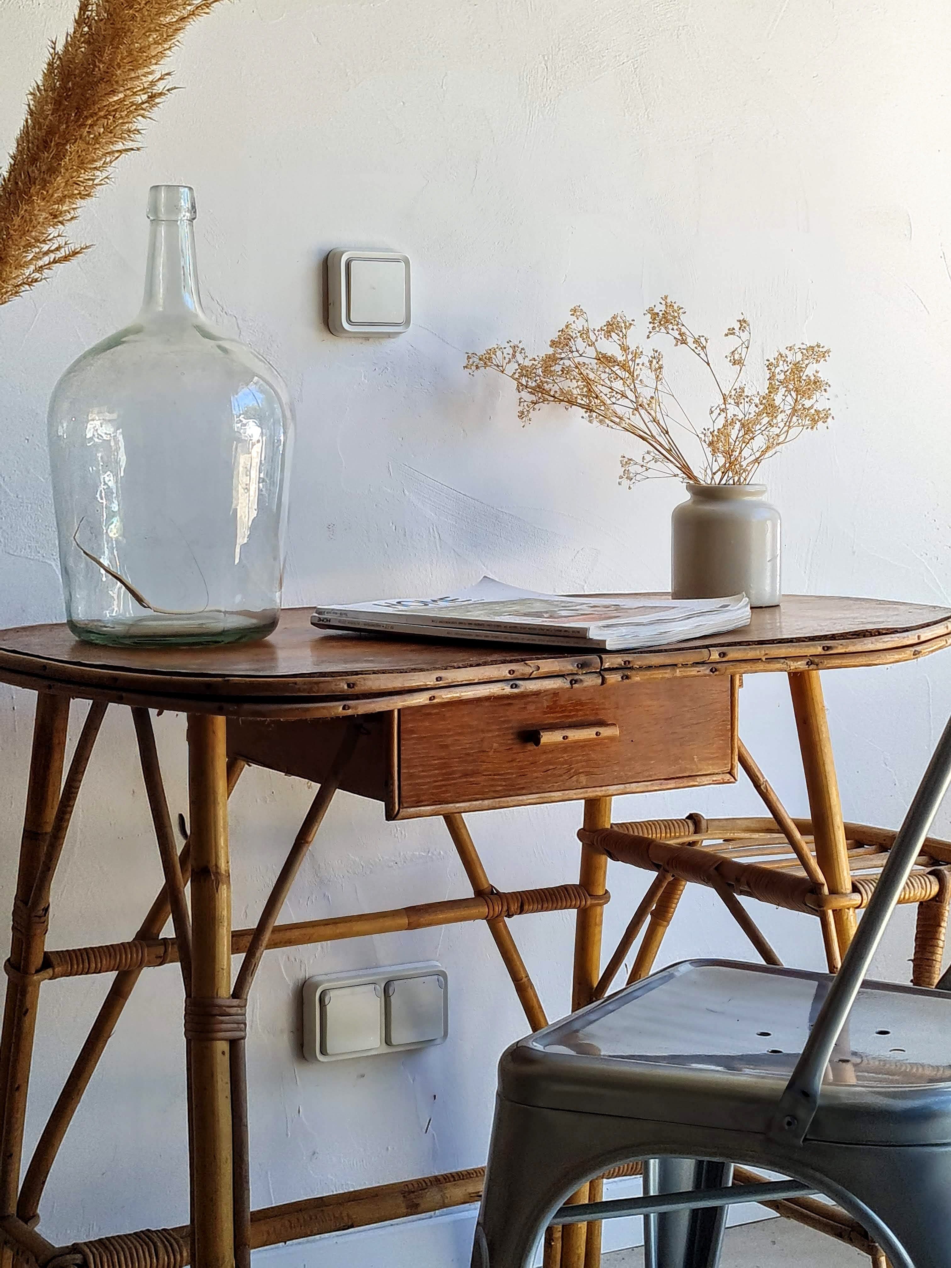 Vintage rattan desk