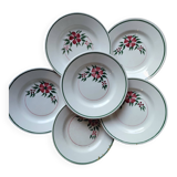 Ensemble de 6 Anciennes Assiettes à dessert  HBCM, modèle Simone