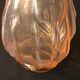 Antique art deco hyacinth vase in pink molded glass leaf pattern