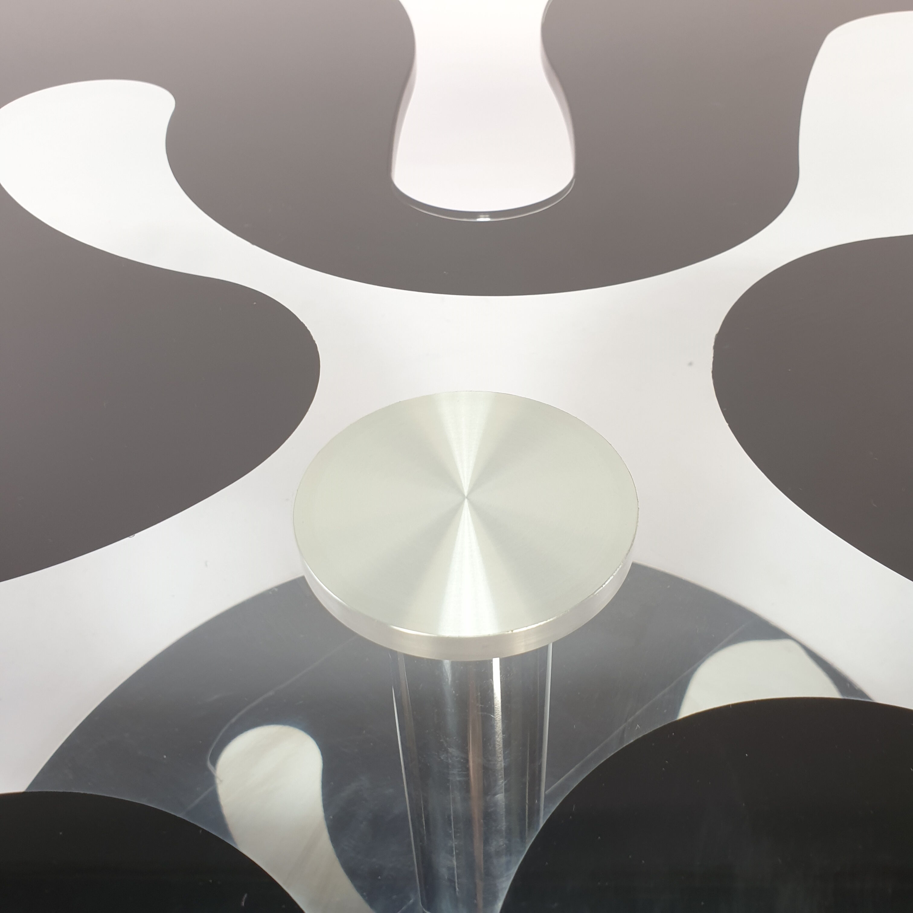 Mid century italian flower table chrome and glass, 1980s