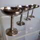 Lot 4 silver metal champagne glasses 1950/60