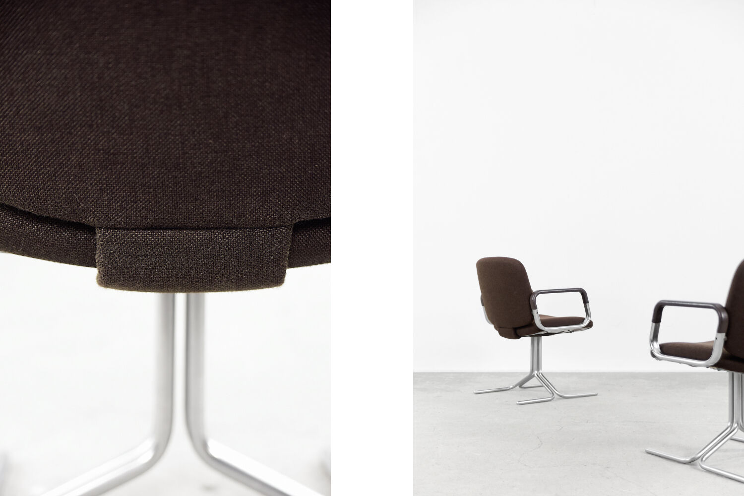 Mid-Century Modern Vintage Brown Aluminum German Chairs by Mauser, 1970s, Set of 2