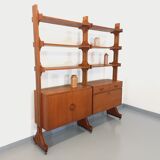 Bookcase modular double shelf vintage teak from the 60s