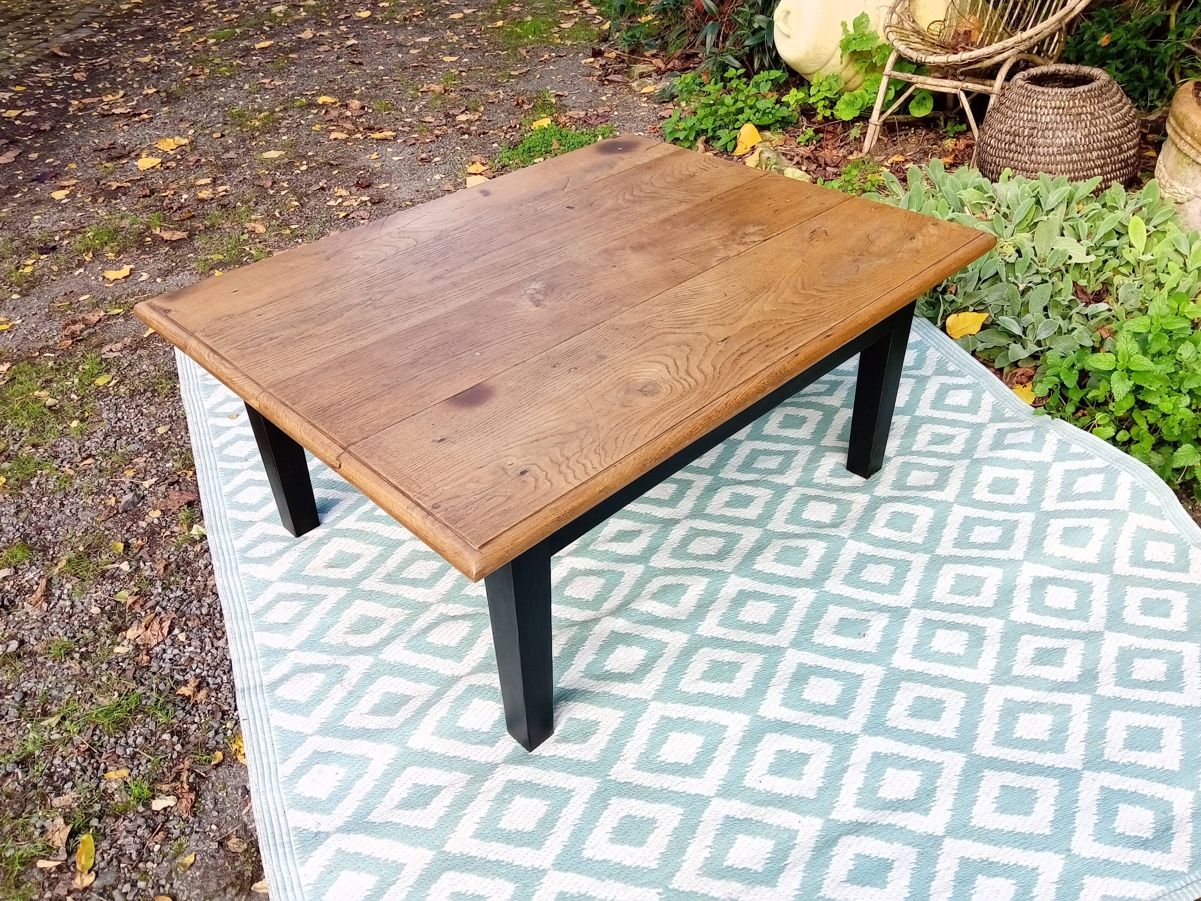 Low farmhouse table in solid oak