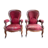 Pair of Louis Philippe period armchairs with rack and pinion