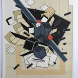 Set of 4 original lithographs by Alain Le Yaouanck 1978. The 4 elements.