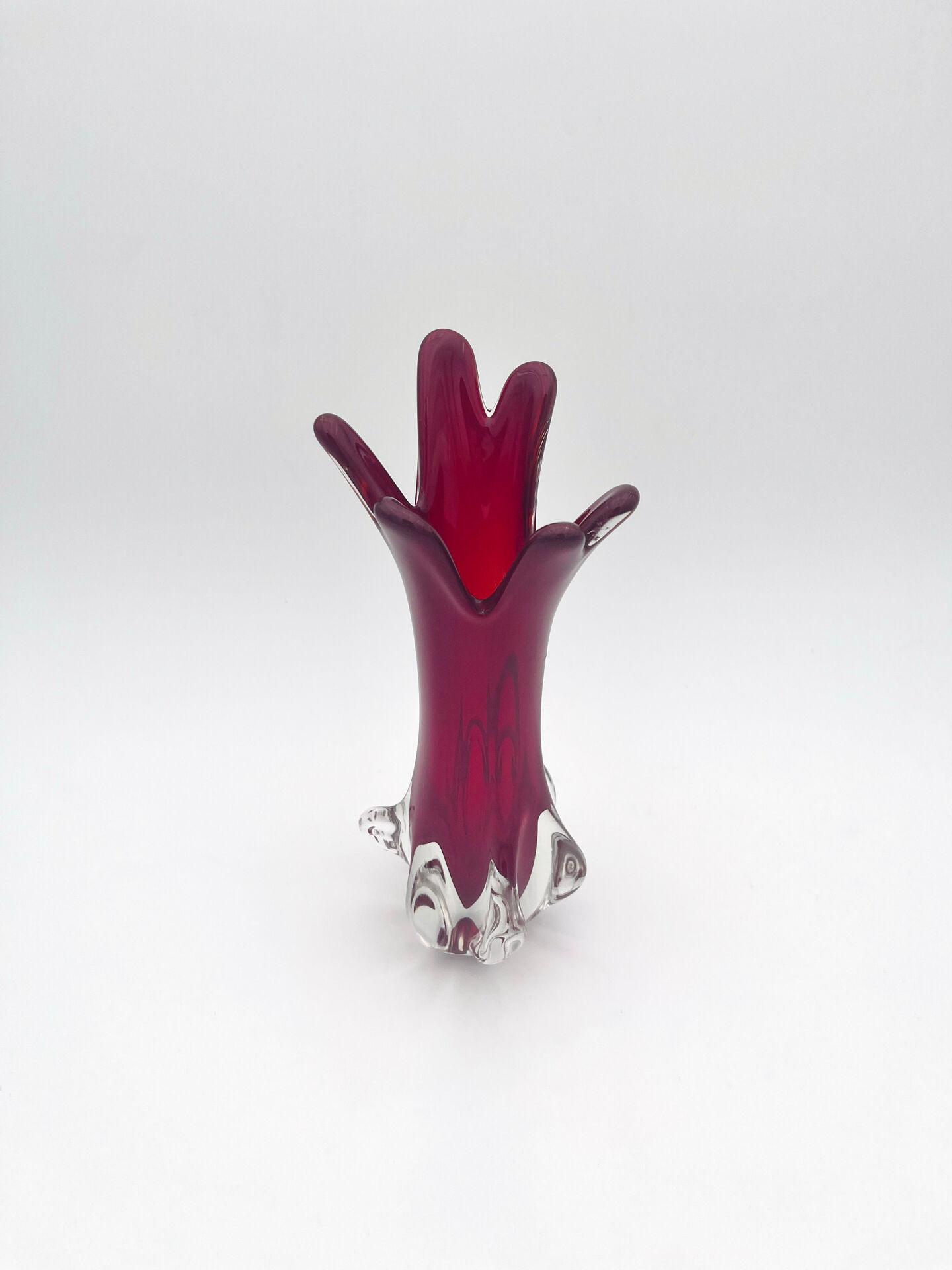 Vase Fratelli Toso Chambord Sommerso Rubis 25cm 954g Murano