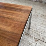 Walnut and modernist chrome coffee table