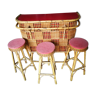 Rattan and wicker bar and stools