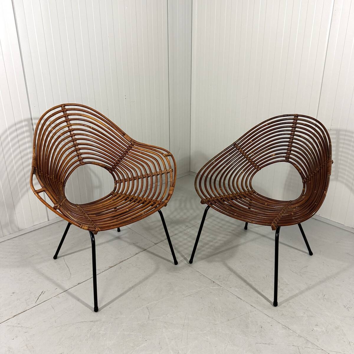 Rattan easy chairs by Rohé Noordwolde, Netherlands 1950-60’s