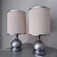 Vintage 1970s Chrome Brushed Metal Bedside Lamps Rewired Space Age