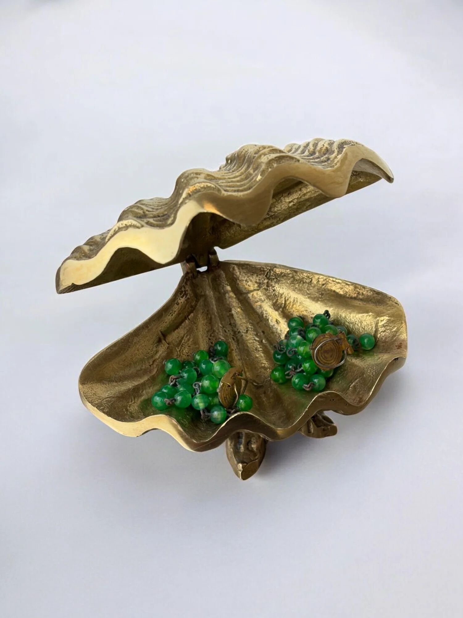 Boîte à bijoux en forme de coquillage en bronze, Italie, années 1970