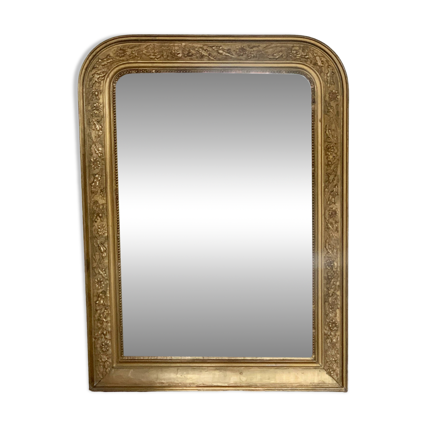 Louis philippe golden fireplace mirror with floral pattern