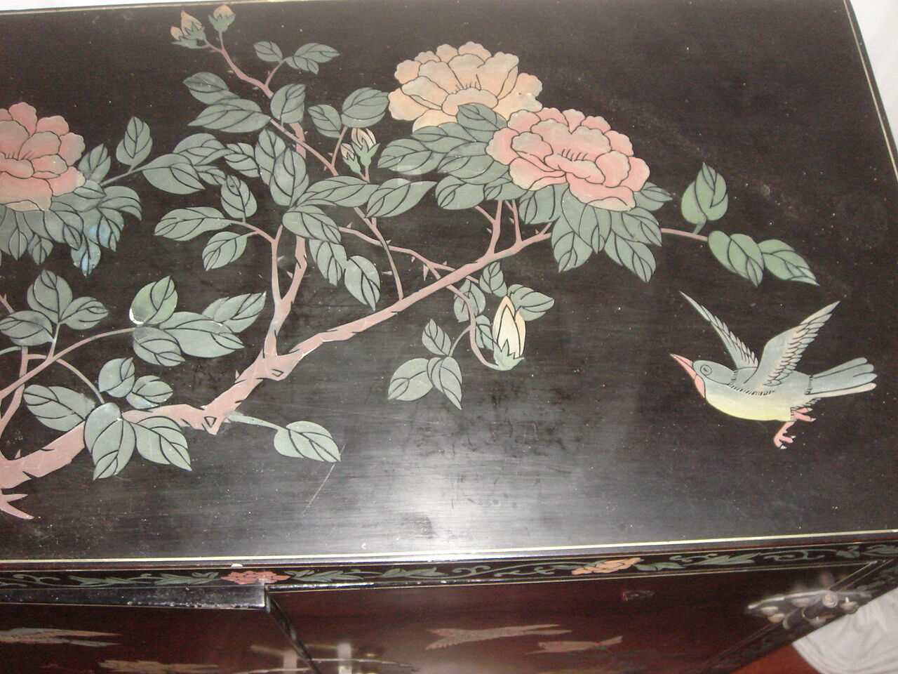 Chinese accent furniture black lacquered dating from 1970