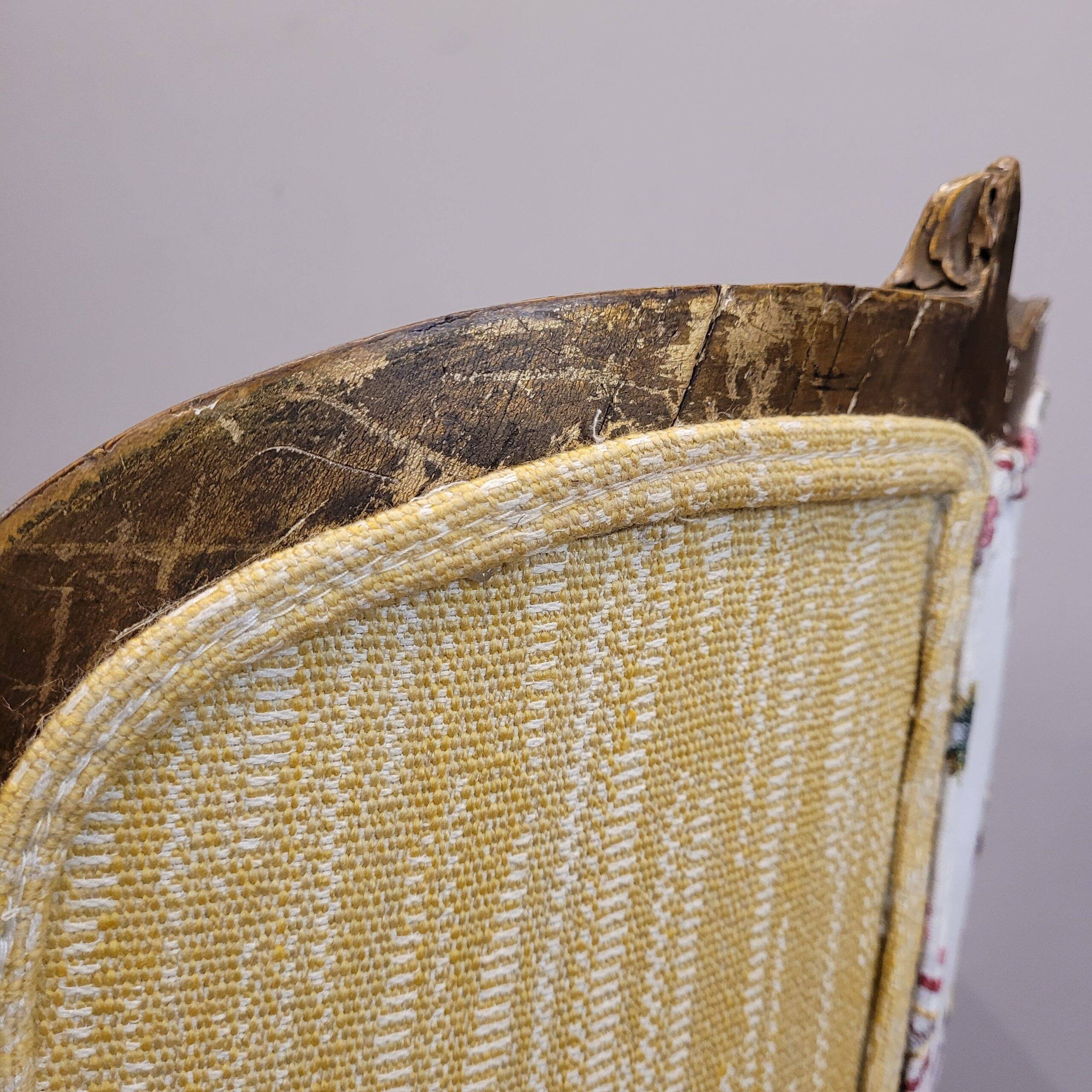 Wooden basket chair, upholstered in Pierre Frey, Napoleon III, circa 1820 – France