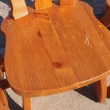 Set 8 vintage Pine dutch dining chairs solid wood 1970s