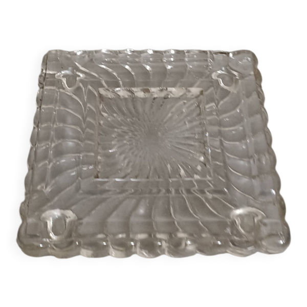 Baccarat : Socle plateau pour encrier - Ancien en Cristal Massif Moulé
