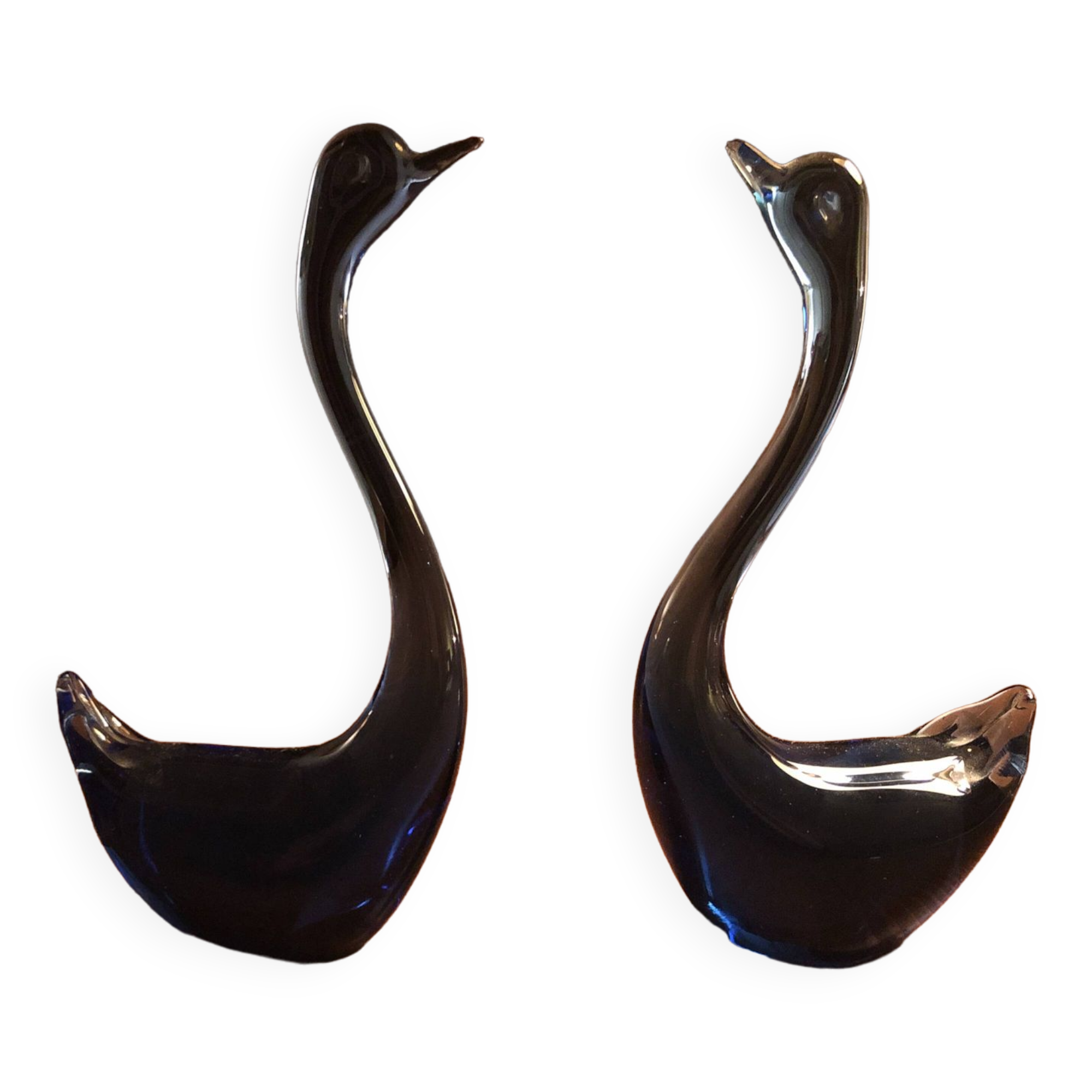 pair of murano glass swans eighties '80 vintage